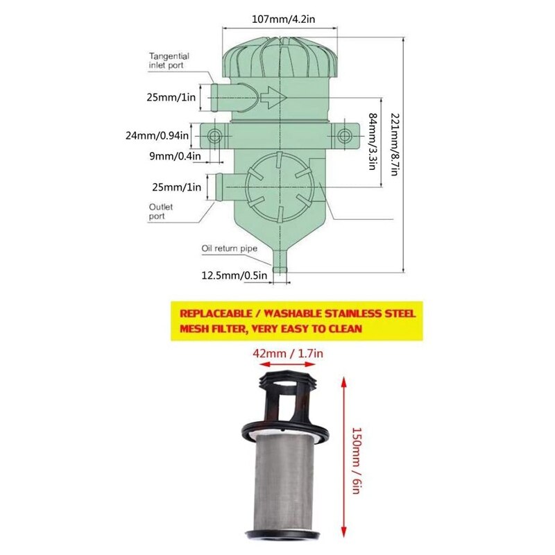 Séparateur d'huile à Air en acier inoxydable, réservoir de récupération d'huile universel, Kit de filtre de reniflard pour la Ventilation 3931030955