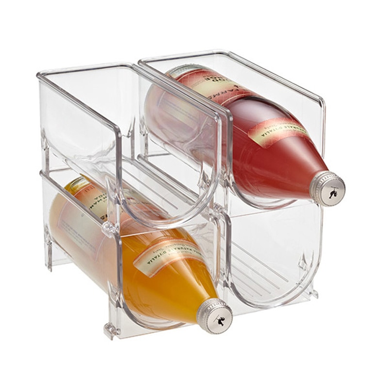 Kitchen Refrigerator Organizer Wine Beer Bottle Storage Rack Stackable Bottle Holder Countertop Storage Shelf Space Saving