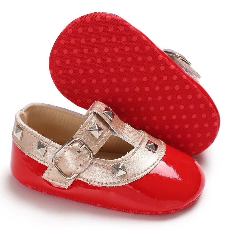 Stil vår nyfödda småbarn spädbarn flickor mjuka sneakers prinsessa pu läder babyskor småbarn söta skor 0-18m
