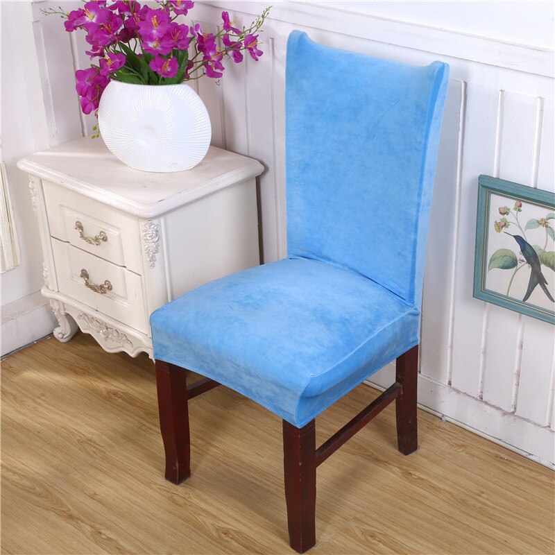Housse de chaise élastique Anti-acariens, couleur unie, antidérapante, extensible, résistant au lavage, sans plis: BLEU CIEL