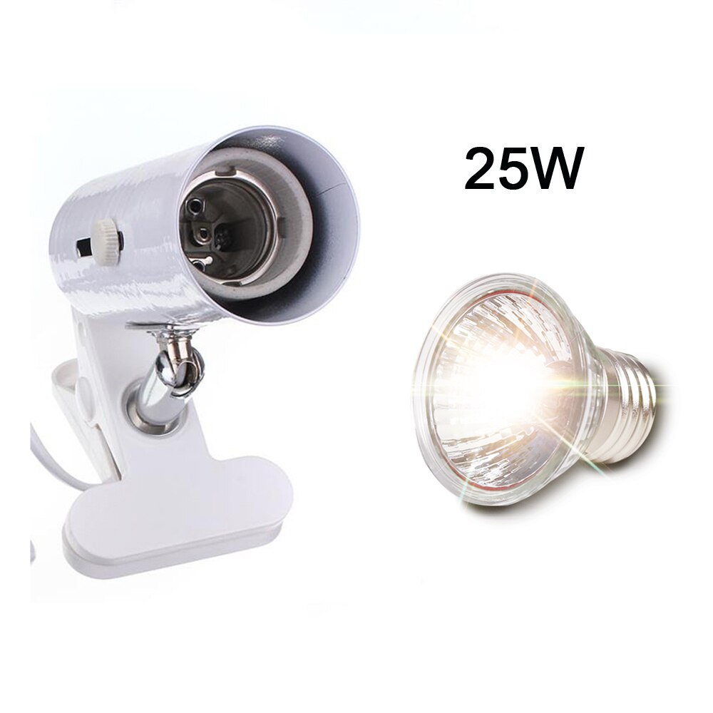 Reptil Lampe Bausatz mit Clip-auf Keramik Licht Halfter Schildkröte Aalen UV Heizung Lampe einstellen Schildkrözehn Eidechse Beleuchtung 220V UVA + UVB 3,0: Weiß und 25W Lampe