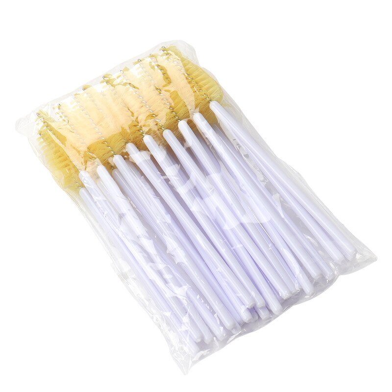 25pcs ciglia finte pennelli trucco Mascara bacchetta microbrush sopracciglio ciglia cosmetici applicatore strumento estensione ciglia: white yellow