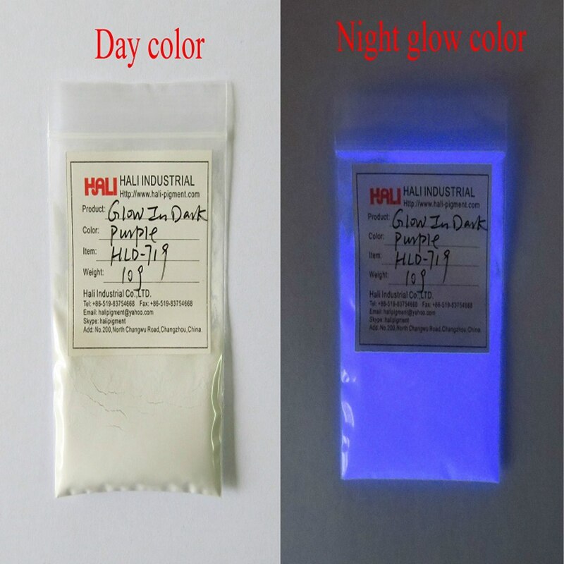 Glow in dark poeder, fotoluminescerend poeder, luminescerend poeder , 1 partijen = 10 kleuren ,10 gram per kleur.