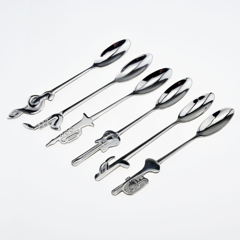 6 Pieces/set Stainless Steel Music Note Mini Coffee Tea Honey Stirring Spoon Set