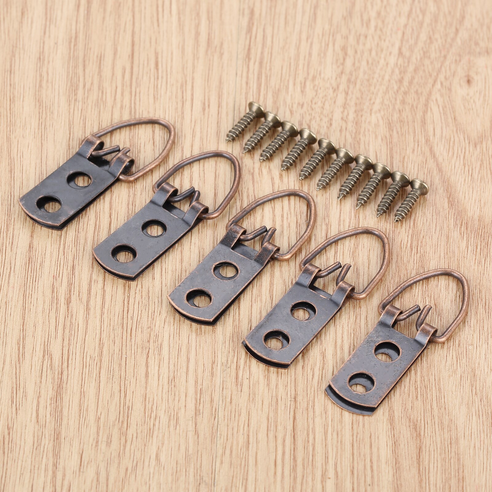 5/20sets Triangle D Ring Hangers Photo Frame Hooks Picture Wall Holder w/screws Alloy 30-60mm Antique Bronze/Red Copper/Sliver: B 5sets Copper 52x50