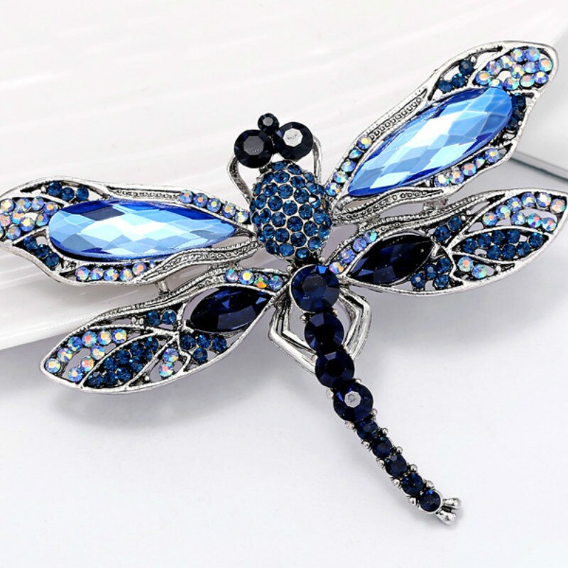 Neue Insekt Libelle Strass Broschen für Frauen Männer Schmuck Jahrgang Metall Kristall Hijab Stifte und Brosche Zubehör