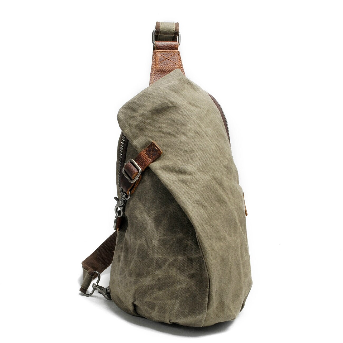 waterproof batik chest bag retro male canvas shoulder diagonal bag casual handbag dumpling bag: ArmyGreen