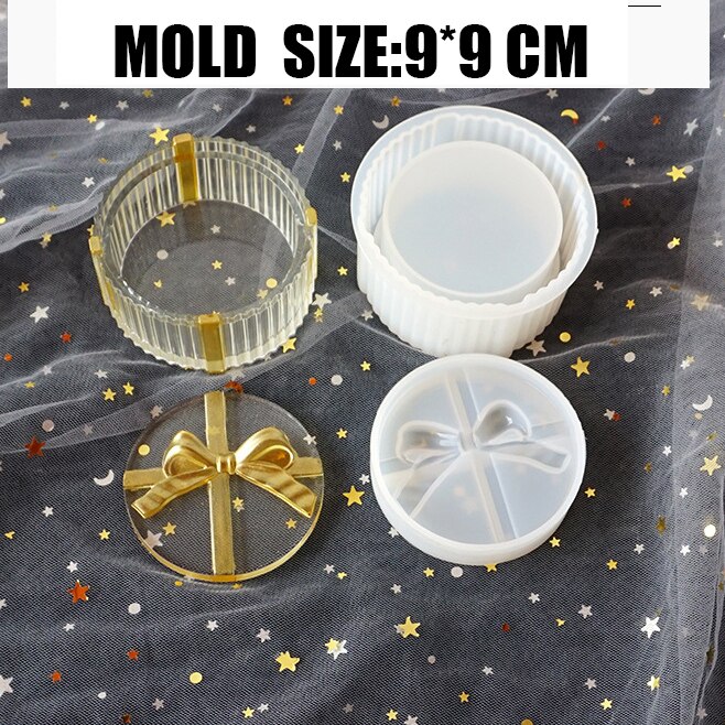 DIY Crystal Bow Storage Box Silicone Mold Epoxy Tabletop For Silicone Mold Crystal Epoxy Mould Epoxy Resin For Jewelry Making: ROUND BOW