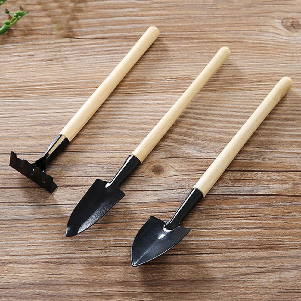 18pcs Garden Tool Set Mini Shovels Spade Rake Wooden Handle Metal Head Potted Flower Plants Gardening Tool