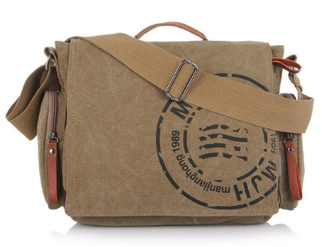 Manjianghong Vintage Heren Messenger Bag Man Handtas Canvas Schoudertas Postman Bag Mannen Casual Crossbody Printing Messenger Bags: dark  Khaki