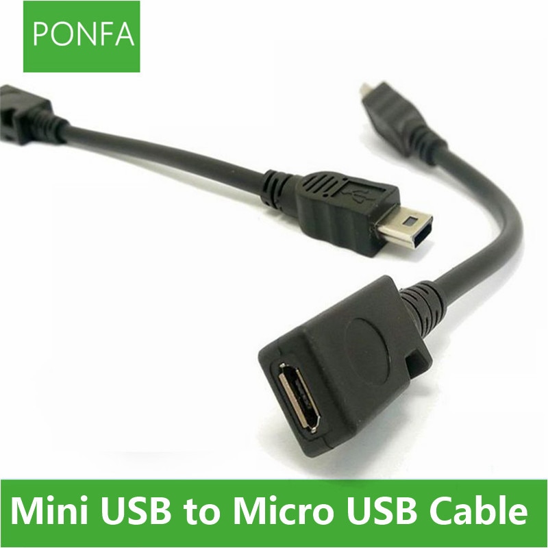 MINI USB man Micro USB 5PIN vrouwelijke data opladen adapter converter kabel 10