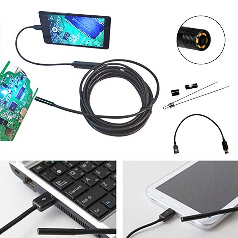 1M 2M Snake Wire 5.5mm 7mmLens Endoscope USB Camera PC/Android Borescope Camera Inspection Endoscope