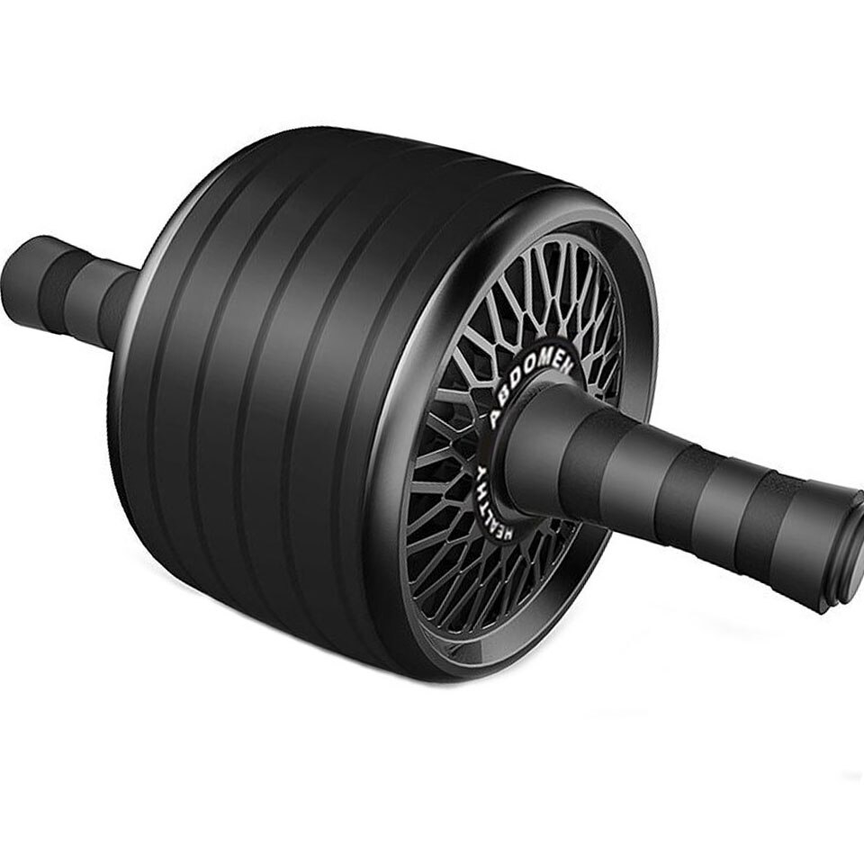 Hjulrulle med matta inget oljud 2 in 1 ab rulle&amp;hopprep muskel träning buken fitness träningsutrustning ab roller: Svart b ingen matta