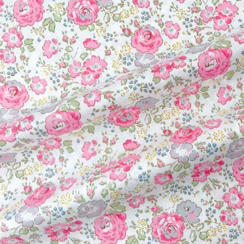 160cm*50cm bomuldsklud pink blå rose blomster blomster ternet stof til gør-det-selv børn sengetøj tøj kjole håndarbejde dekoration