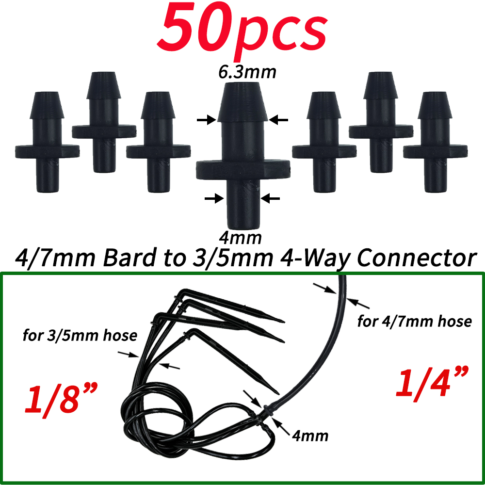 Garden Water Connector Drip Irrigation for 1/4'' & 1/8'' Tubing Hose Accessories Joint Barbed Tees Cross Eng Plug Adaptors: Chocolate
