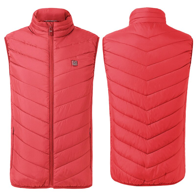 Winte Jacket Wasbare Usb Opladen Verwarming Warm Vest Controle Temperatuur Outdoor Camping Wandelen Golf Smart Verwarmde Vest: Rood / XL