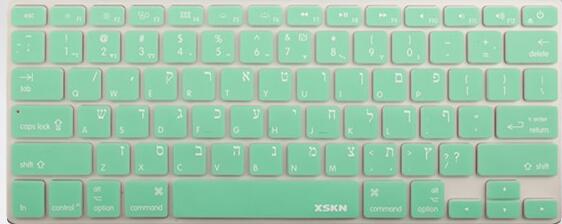XSKN EUA Idioma Inglês Silicone Teclado Hebraico Isreal Cover Film Protector Skin para Apple MacBook Pro Air Retina 13 15 17: Mint Green