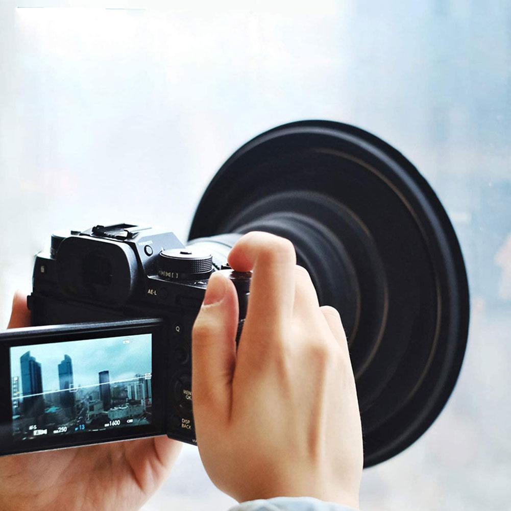 Ultimate Lens Hood Reflection-free Collapsible Silicone Lens Cover Anti-glass Lens Hood for Camera Mobile Phone Images Videos