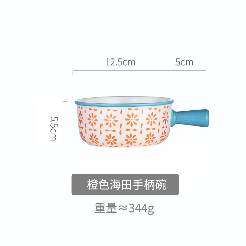Ceramic Bowl with Handle Glaze Baking Plates French Onion Soup Bowl Roasting Lasagna Pan Round Bakeware: Style E