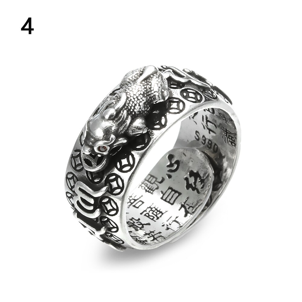 Vintage Pixiu Charms Ring Unisex Adjustable Women Men Feng Shui Jewelry Amulet Protection Wealth Buddhist Retro Rings: 04