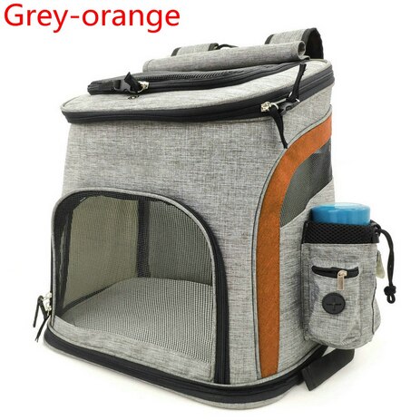 Bolsa de malla para perros, mochila transpirable para perros, bolsa de transporte para gatos de gran capacidad, bolsa de transporte para mascotas Oxford, bolsa de transportador de tela: Grey-orange