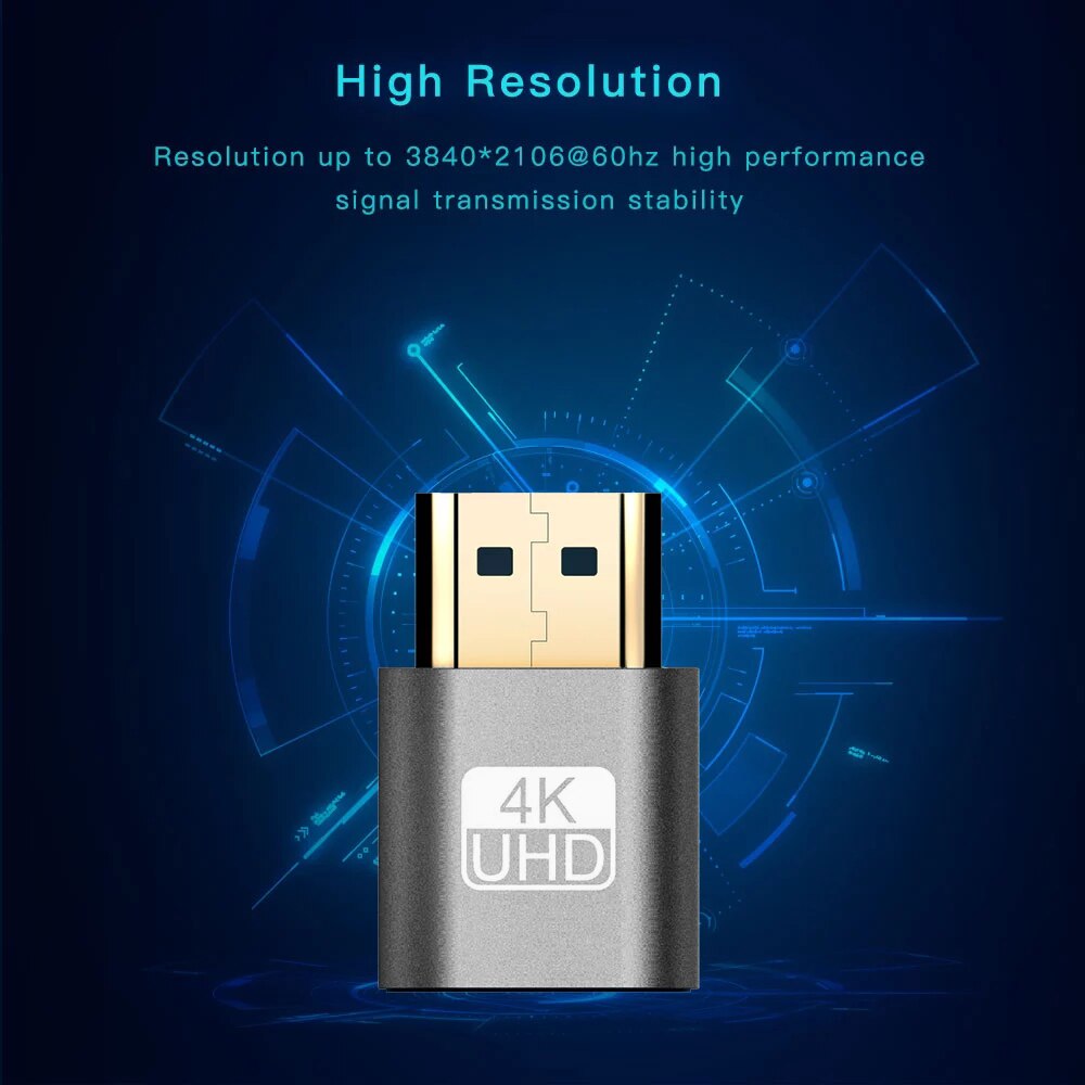 VGA HD-compatible Virtual Display Adapter 4K DDC EDID Display Cheat Virtual Plug Dummy Emulator Adapter Video card Lock plate