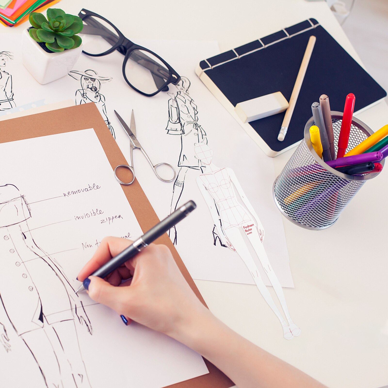 1 Set Kleding Tekening Sjabloon Heerser Model Mode Naaien Patchwork Heersers Figuur Tekening Sjabloon Voor