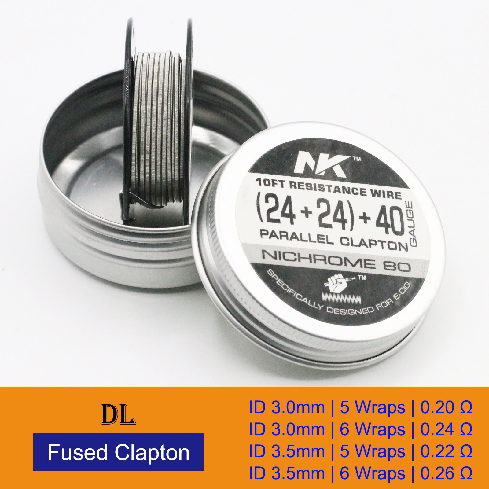 NK Ni80 filo di bobina Clapton fuso Nichrome sfalsato filo di riscaldamento alieno per Vape RDA RTA 10 piedi: 12. Ni80 24x2-40