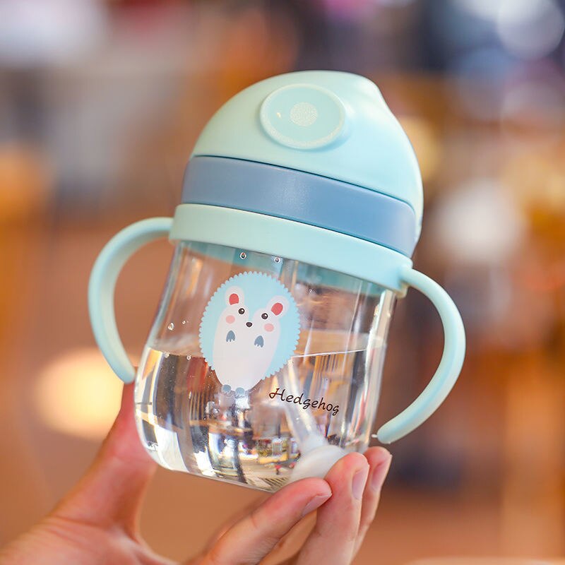 Biberons pour bébé, gobelet d&#39;alimentation avec boule de gravité en paille, gros calibre, pour enfants, pour boire du lait et de l&#39;eau, bouteille à double usage: B 250ML Blue