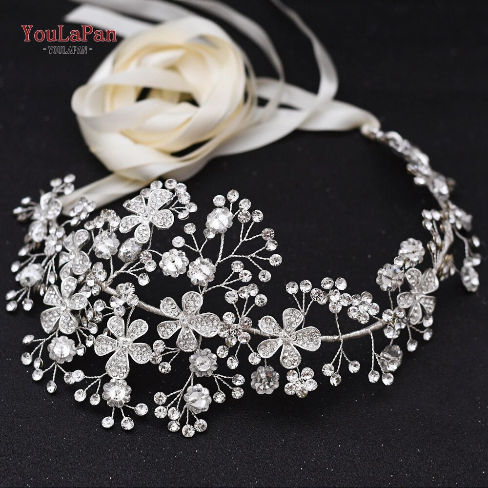 YouLaPan SH273 Princess Bridal Belt with Alloy Flower Rhinestone Applique Belts Women Belts with Diamonds Style Bridal Belt: ivory