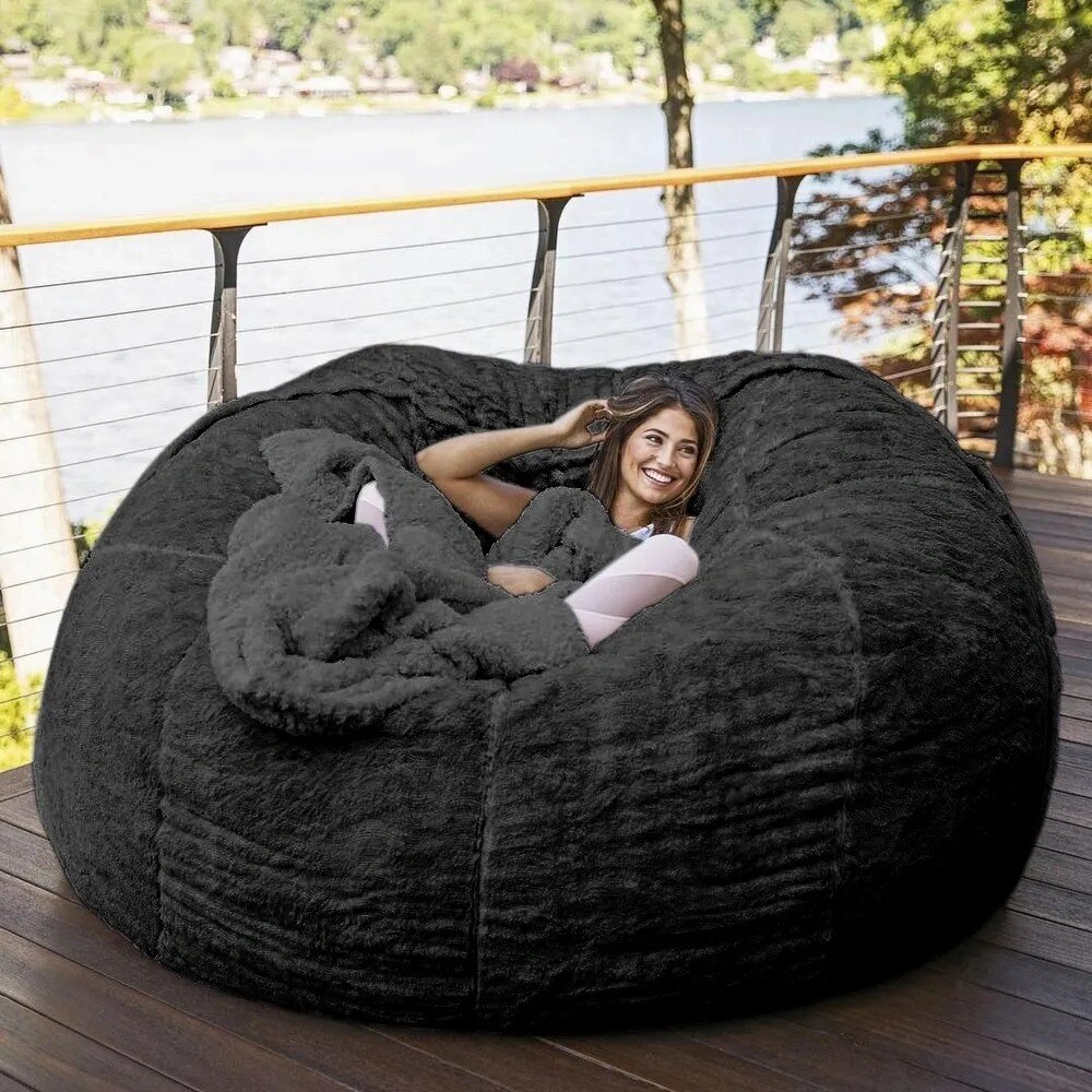 Stil kæmpe sækkestol sofa betræk blødt og behageligt fluffy pels sækkestol sovesofa doven sofa hvilestol pudebetræk