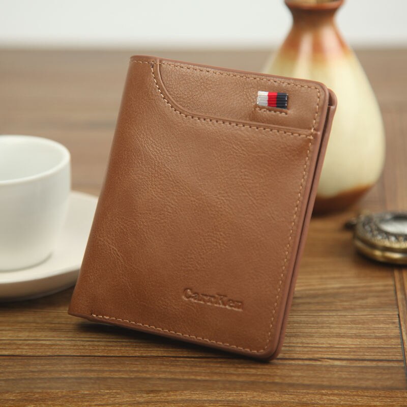 HENGSHENG PU Leather Men Wallet with Card Holder Man Luxury Short Wallet Purse Wallets Casual Standard Wallets: brown