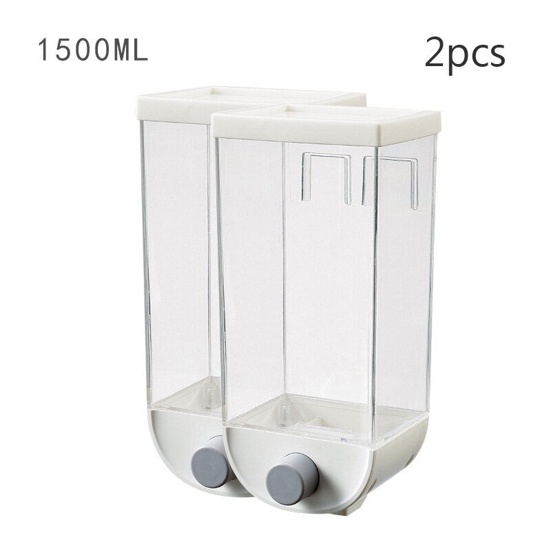 Wall Hanging Storage Box for Grains Plastic Containers for Cereals Kitchen Pots Food Storage Wall-mounted Storage Box: 1500ML 2PCS