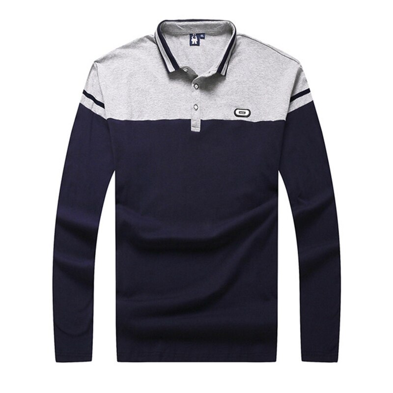 Autumn men's business casual large size polo plus size stitching lapel Polo shirt long sleeve Super size extra large code: Blue / 7XL