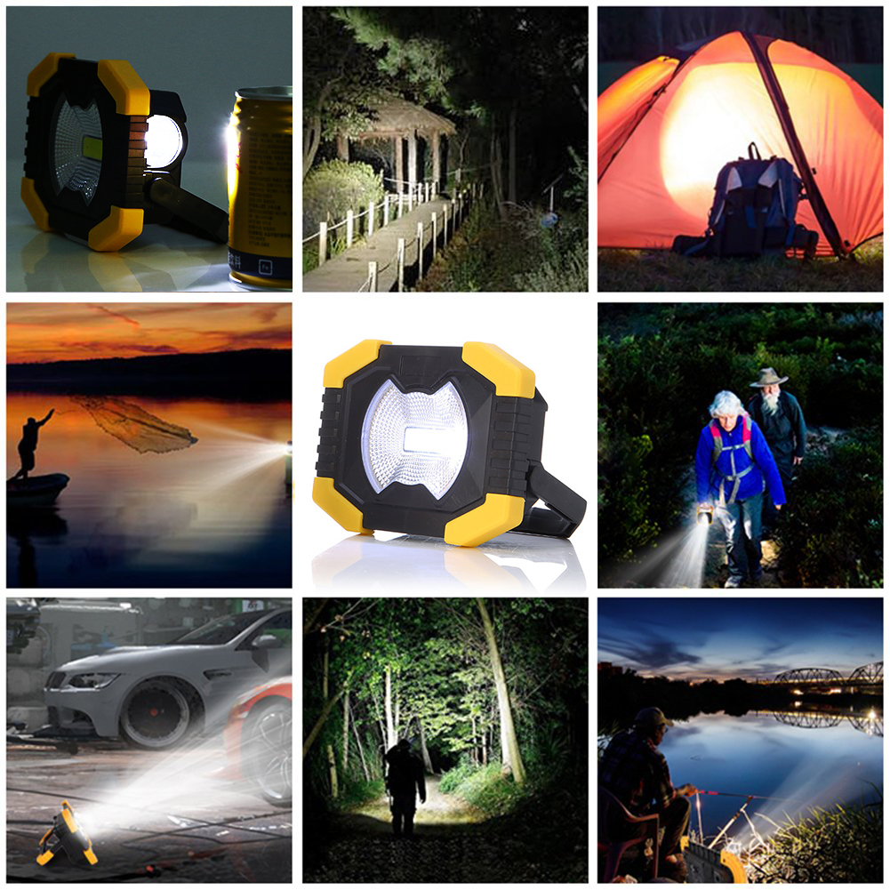 USB Rechargeable Work Light 100W Powerful Spotlight Solar Energy Light Camping Lamp Flashlight with Built-in 2400mAh Battery