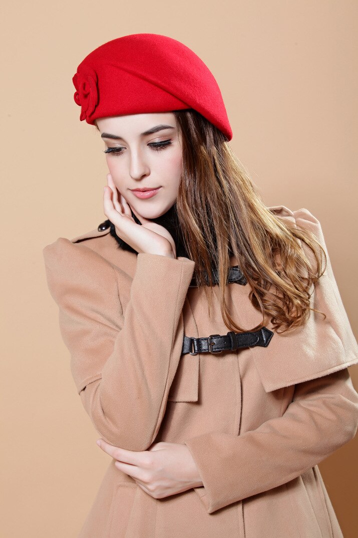 2020 moda kaszmir berety kapelusze z kwiatami dla kobiet zima wysokiej jakości wełniany beret, malarz czapki damskie czapka na jesienna czapka