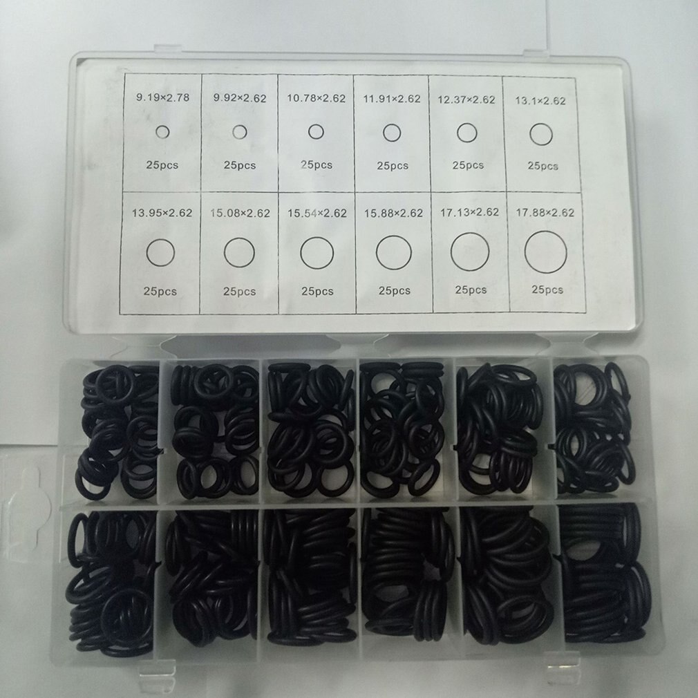 225PCS/SET Home Use Black Rubber O Ring Assortment Kit Metric Automotive Grommet Seal Rubber Ring Set