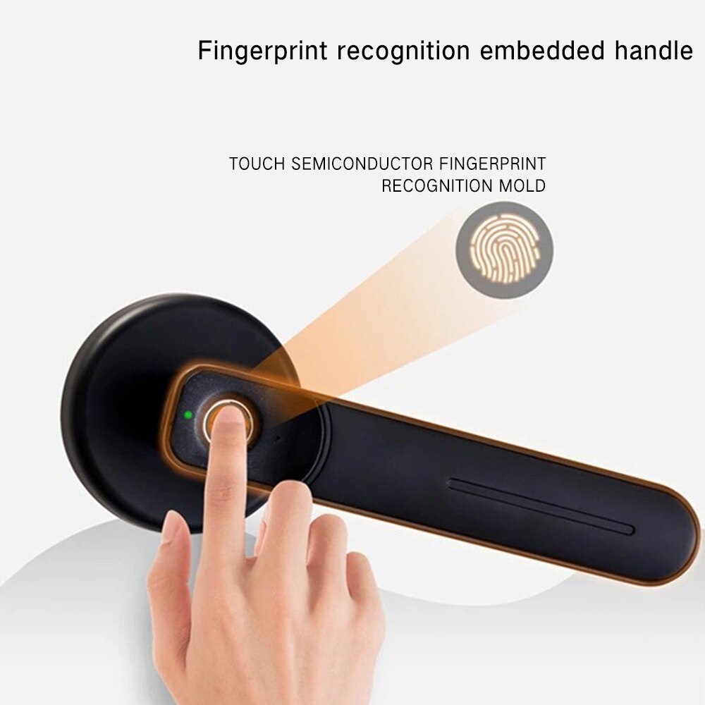 Smart Fingerprint Door Lock Battery Operated Fingerprint Door Lock Sensitive Zinc Alloy Semiconductor With Keys Home Office