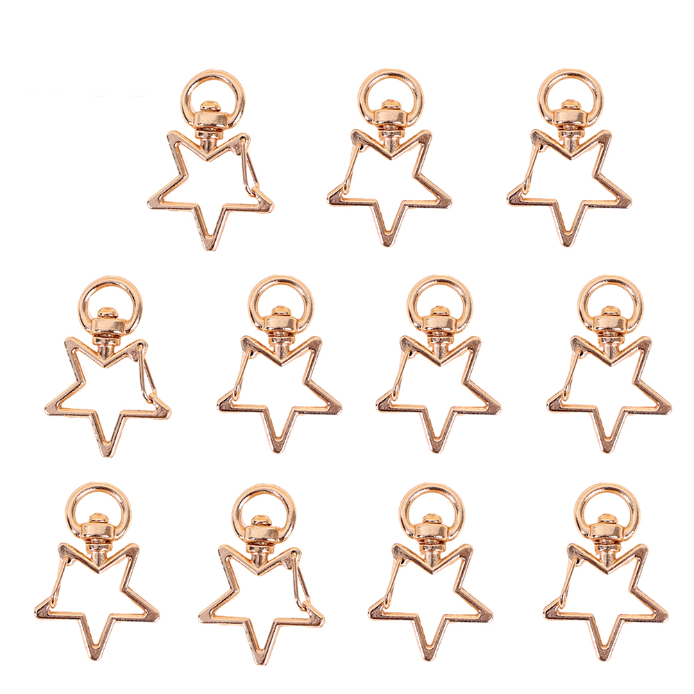 Llavero con forma de estrella, ganchos con cierre de langosta, Clips de gatillo, hebillas para hacer joyería DIY, llaveros de rotación dorados y plateados, accesorios: L / Negro
