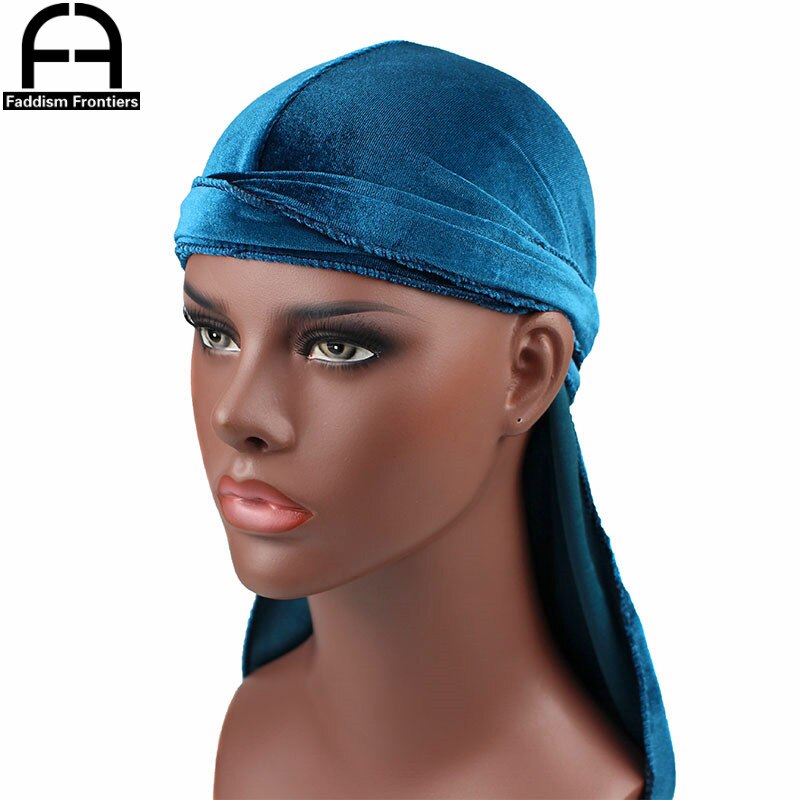 Men's Velvet Durags Bandana Turban Hat Wigs Doo Men Durag Biker Headwear Headband Pirate Hat Hair Accessories: Turquoise