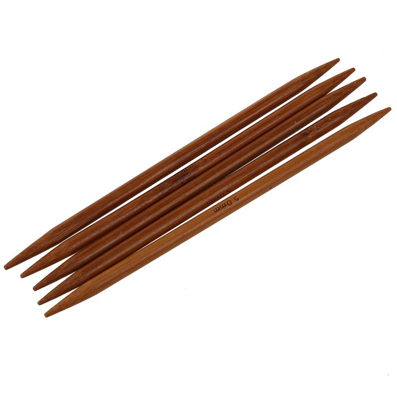 5 uppsättningar  of 11 storlekar 5 ''  (13cm)  dubbelpunktsförkylda bambustickor set  (2.0mm - 5.0mm)