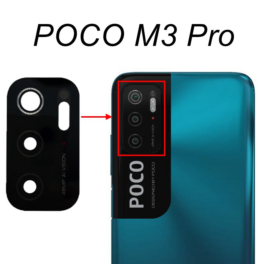 Original Rear Back Main Camera Glass Lens For POCO F1 F2 Pro F3 F4 GT X3 NFC M3 M4 X4 Pro 5G Replacement With Adhesive Tape: Poco M3 Pro