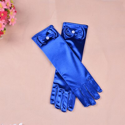 neue handschuhe für mädchen Lange prinzessin handschuhe mädchen hochzeit kleid handschuh bogen kostüm zubehör Satin- handschuhe geburtstag blau: Grün