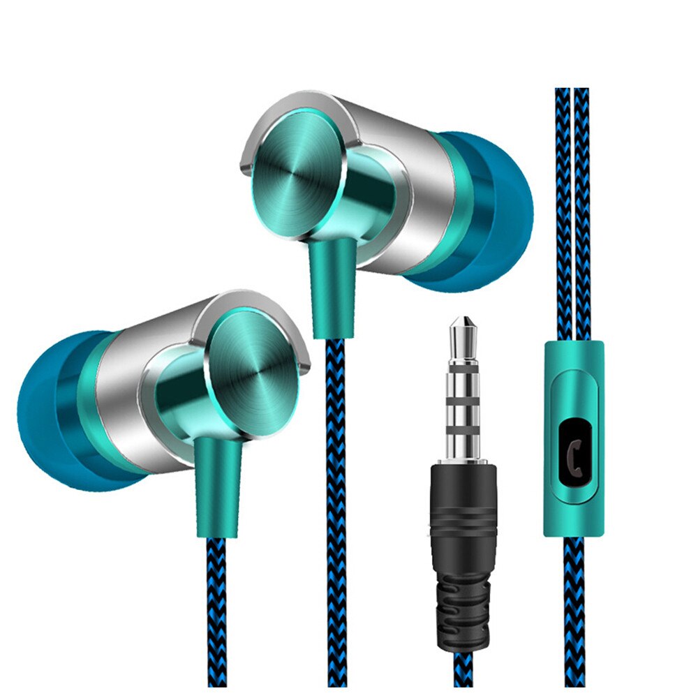 Carprie Koptelefoon Universele 3.5Mm In-Ear Stereo Oordopjes Bass Stereo Geluid Wired Hoofdtelefoon Met Mic Voor Xiaomi Samsung iphone 26: Blue