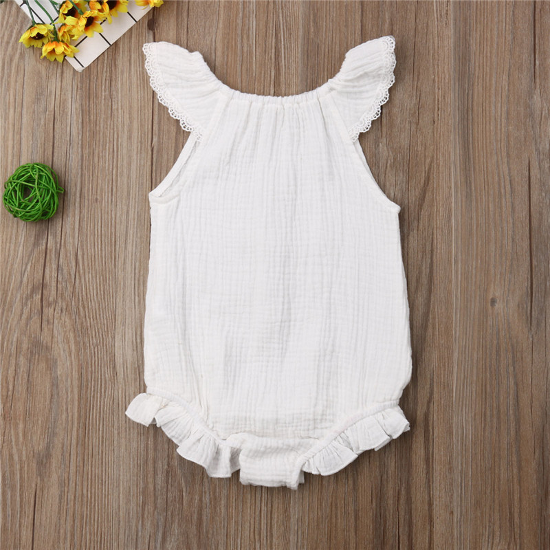 Baby flue ærmer blonde bodysuit børn baby piger jumpsuit sommer bomuld ærmeløs overall baby dreng piger fritidstøj: C / 24m