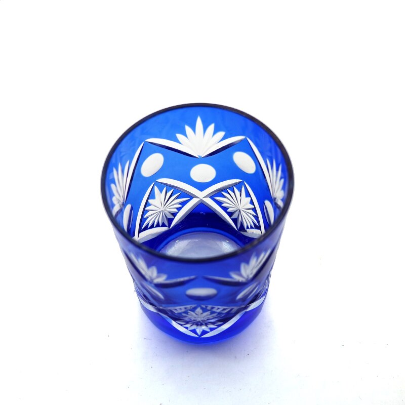 Bohemian Czech Handmade Hand Cut To Clear Crystal Drinkware Whiskey Wine Beer Glass 2 Pieces