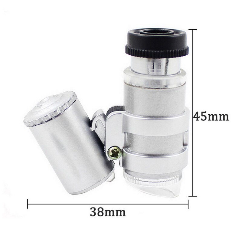 45X Mini Microscoop Juwelier Loep Lens Vergrootglas Glas 3 Led Met Uv Licht Draagbare: Default Title