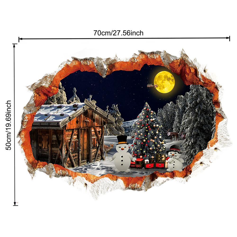 Christmas Decorations Christmas Wall Stickers 3D Visual Effects Santa Snowman House Decals Children's Room Decor Painting