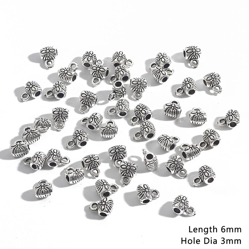 20pcs Bail bead Connector Charms 4-9MM Antique Silver Necklace Clasps for DIY Jewelry Findings Accessories: 03