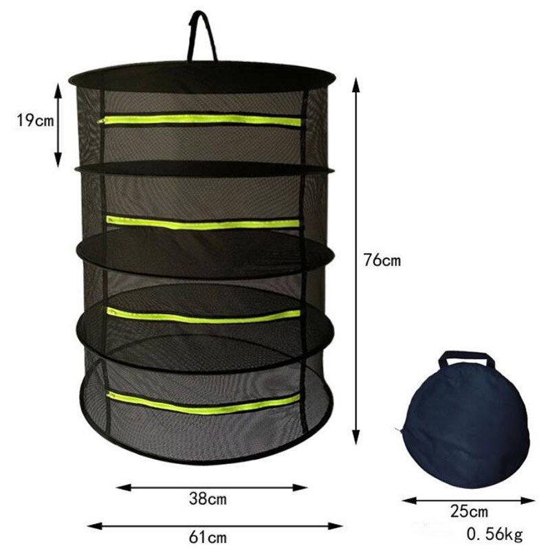 Malla de secado de hierbas para colgar bolsas de secador de pesca plegable, rejilla de redes para plantas, cremallera para hierbas, granos, seco, 2/4/6 capas